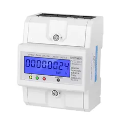 Wattmètre électronique RS485 Modbus Rtu Rail, 3 phases, 4 fils, consommation d'énergie, 5 80A, 380V AC, 50Hz, rétro éclairage LCD 