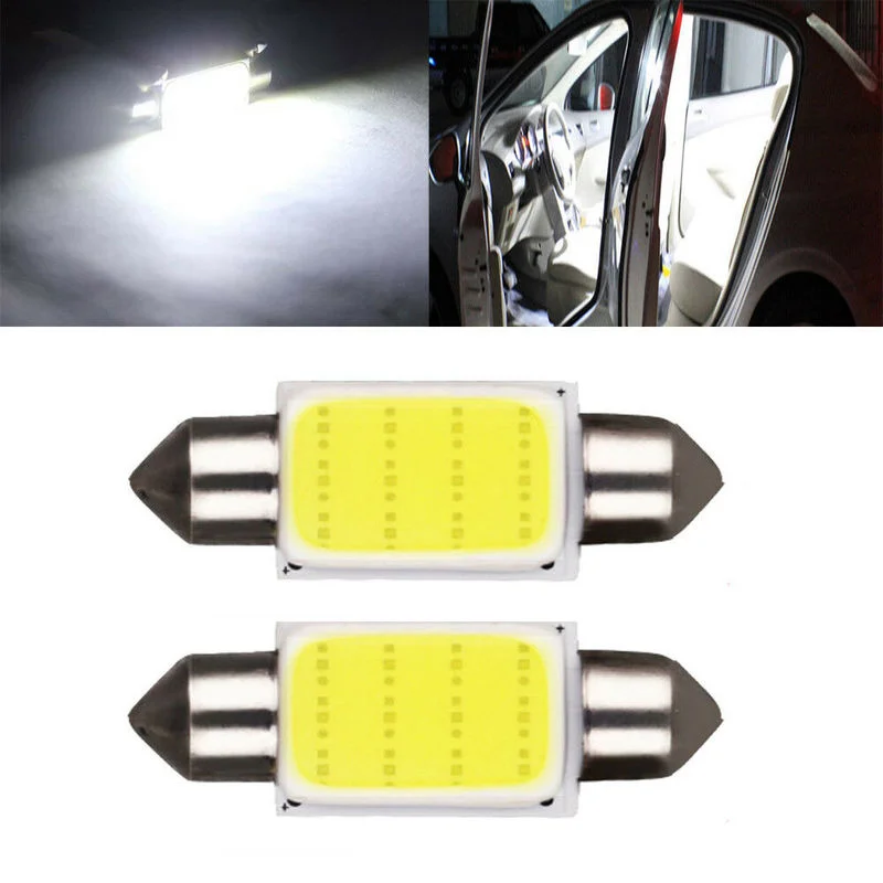 

2Pcs COB 39mm LED Light 12V Car White Festoon Auto Car Interior Reading Plate Light Roof Ceiling Lamp Bulbs Decor Accessories