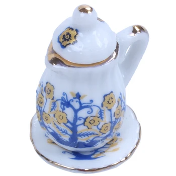 

Dollhouse Miniature 1: 12 Toy Kitchen Dining Room 17 pc Porcelaine Tea set Small floral