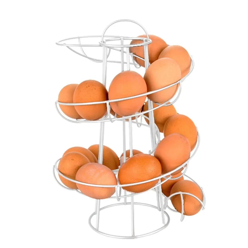 Творческое яйцо стойка железная корзина кухонный держатель для хранения яиц собирает пространство до 24 скелтер люкс спиральный Диспенсер держатель