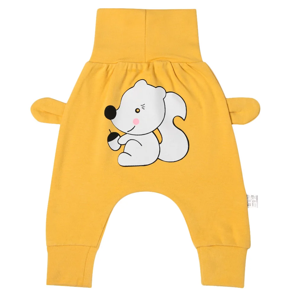 S-XL Размеры для малышей, для маленьких мальчиков и девочек с мультипликационным принтом, штаны-шаровары длинные штаны для младенцев Высокая Талия теплые брюки на большой живот, леггинсы для малышей - Цвет: Коричневый