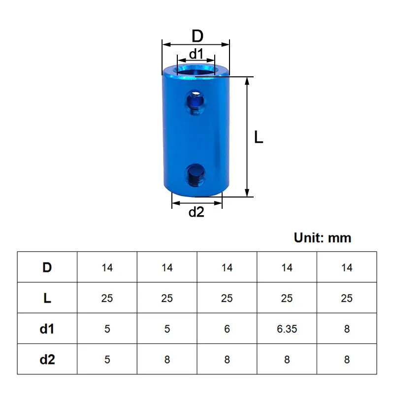 Shaft coupler shaft connector 1pcs coupling D14L25 5*5 5*8 6*8 6.35*8 8*8 shaft CNC coupler aluminium alloy coupling