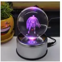 

8cm 3D Crystal Ball Light Glass Ball Engraving Round With Black Line Ball LED Colorful Base for Pokemon Go Dragonite Child's Gif