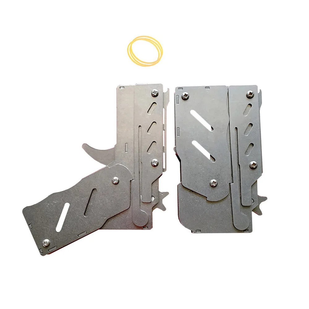 

Stainless steel folding Rubber Band Hand Gun boy Metal Rubber Guns Home Toy Pistol Gifts Outdoor Fun Sports For Kids table games