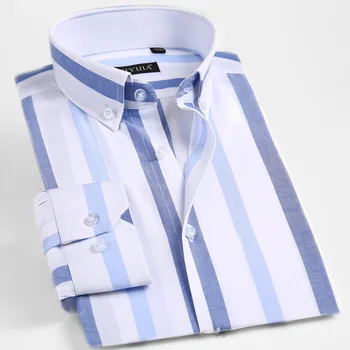 

Men's Fashion Button-down Bold Striped Shirts Long Sleeve Standard-fit Comfortable 100% Cotton Work Casual Blouse Tops Shirt