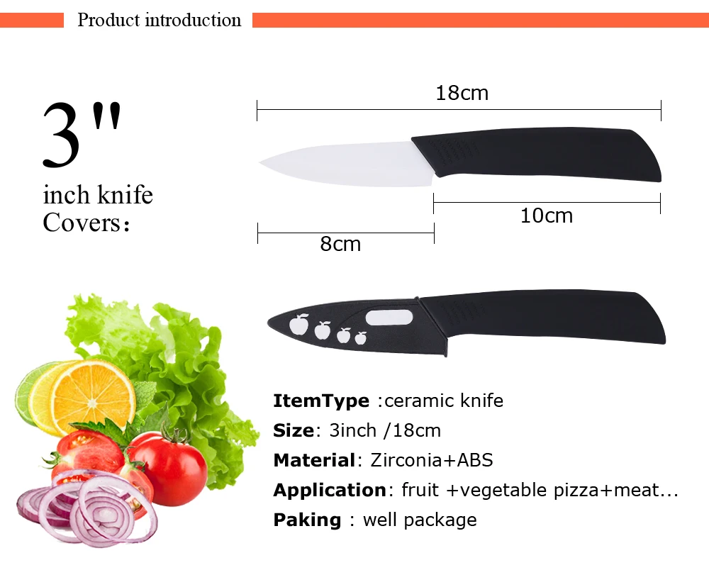 Поварской нож, кухонные инструменты, дюймовый нож, Кухонные керамические ножи, кухонные ножи белого цвета для очистки овощей, красочное лезвие, керамическая ручка