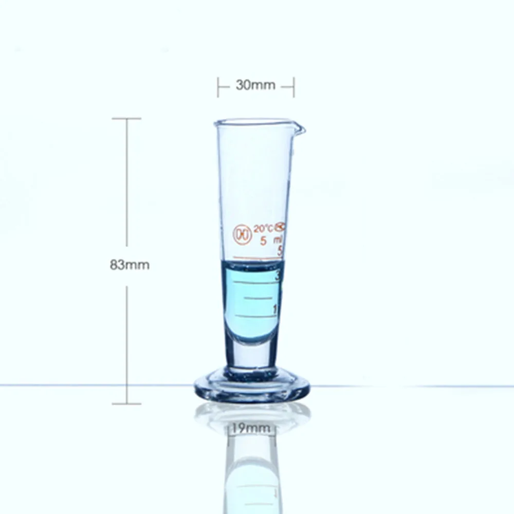 High quality Laboratory 5ml Measuring cylinder with Scale Taper Glass Measuring Cup Lab Supplies