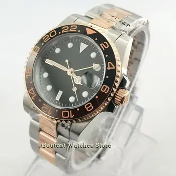 

40mm Bliger/Sterile Black Dial Rose Gold Sapphire Glass Ceramic Bezel GMT Hand Automatic Men's Watch