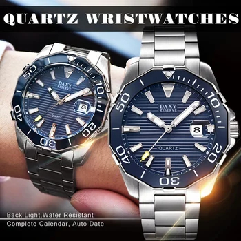 

Men's Business Watches Luxury Blue Stainless Steel Waterproof Luminous Quartz Wristwatch
