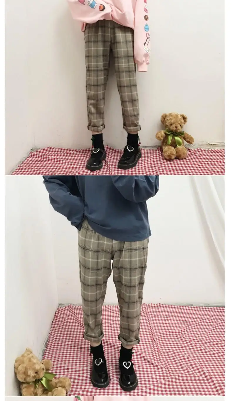 Neploe осенние хлопковые прямые клетчатые женские брюки, корейские повседневные длинные брюки, Стрейчевые штаны с высокой талией, Pantalon Femme 55540