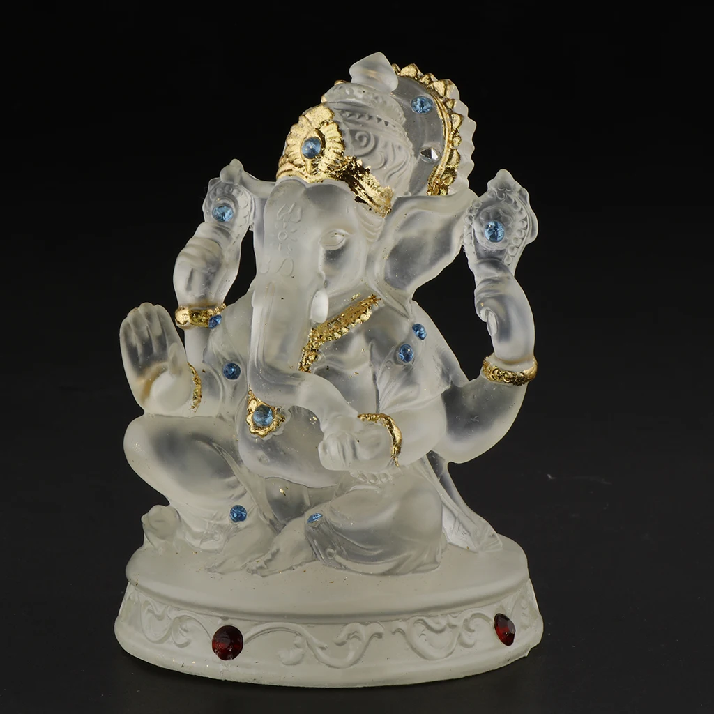 Ganesh Hindu Elephant God of Success Statue, Resin Transparent
