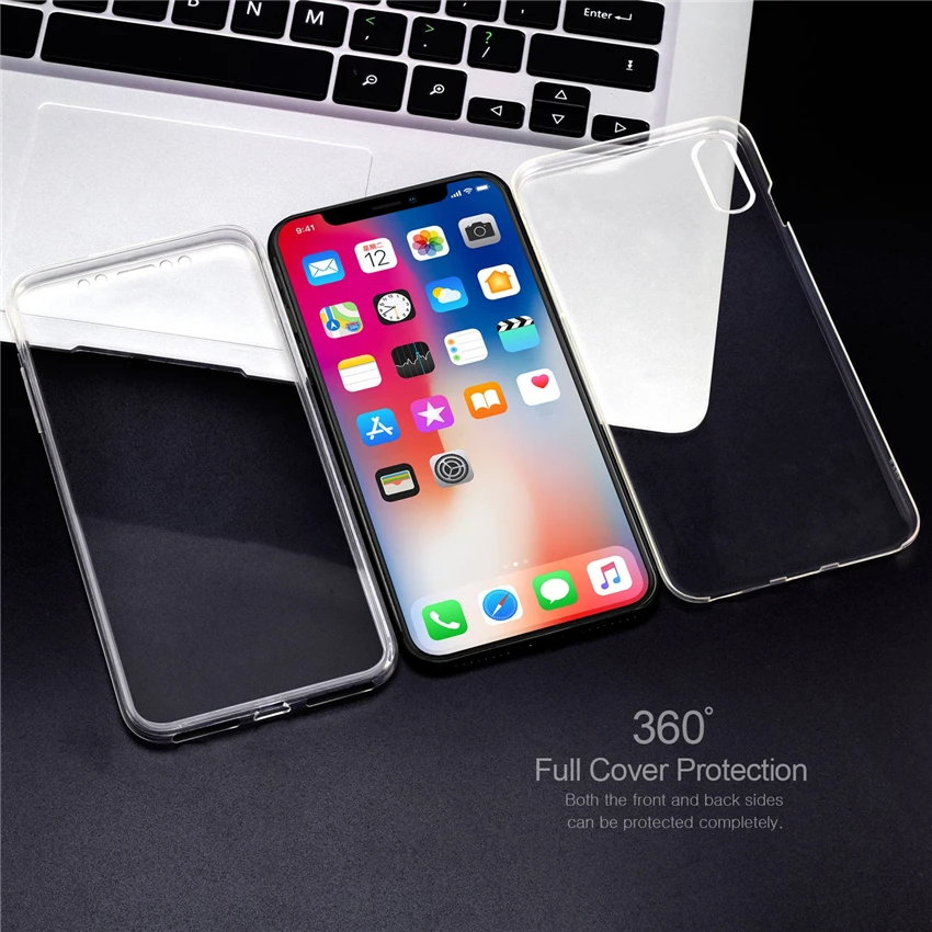 360 двойной защитный чехол для iPhone X XS Max XR 11 Pro MAX Funda чехол для iPhone 7 8 6 6s Plus 5 5S SE Мягкий силиконовый чехол для телефона