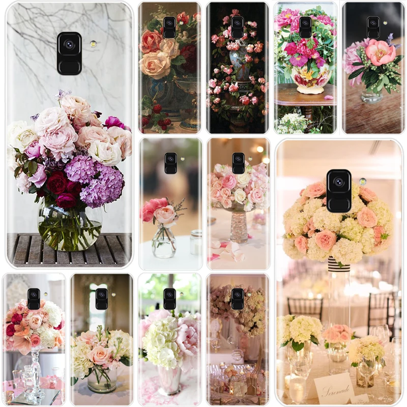 Pink Flower Peony On The Vase Pattern Cover TPU Phone Case For Samsung Galaxy A3 A7 A8 2016 A5 2017 A6 2018 | Мобильные телефоны и