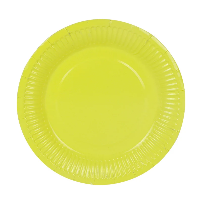 Yellow 10 шт./упак. 7 дюймов Розовый и красный цвет, голубое платье в горошек и с Бумага пластина для с днем рождения, фестиваль сплошной Цвет одноразовые тарелки вечерние Декор поставки - Цвет: Yellow