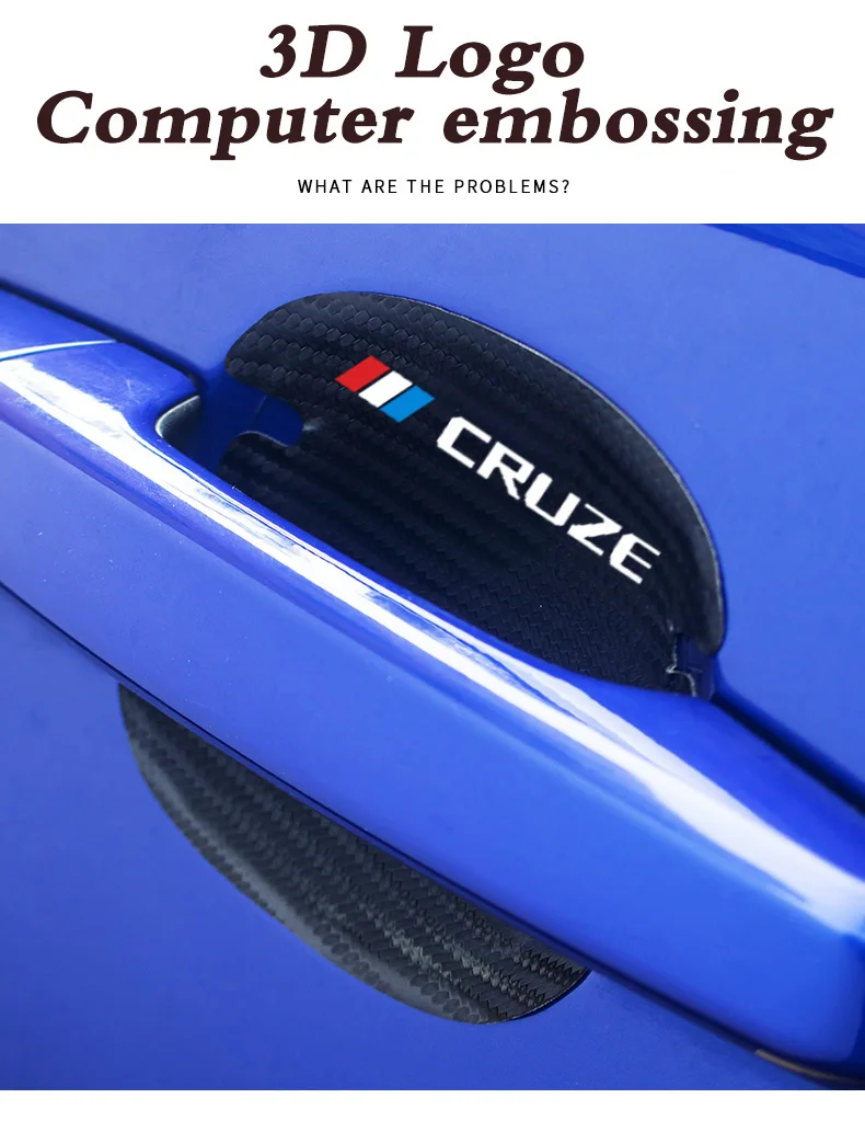 

4 Pcs Car Handle Protection car sticker Carbon Fiber leather Door Handle Adhesive for chevrolet cruze accessories 2012 2017