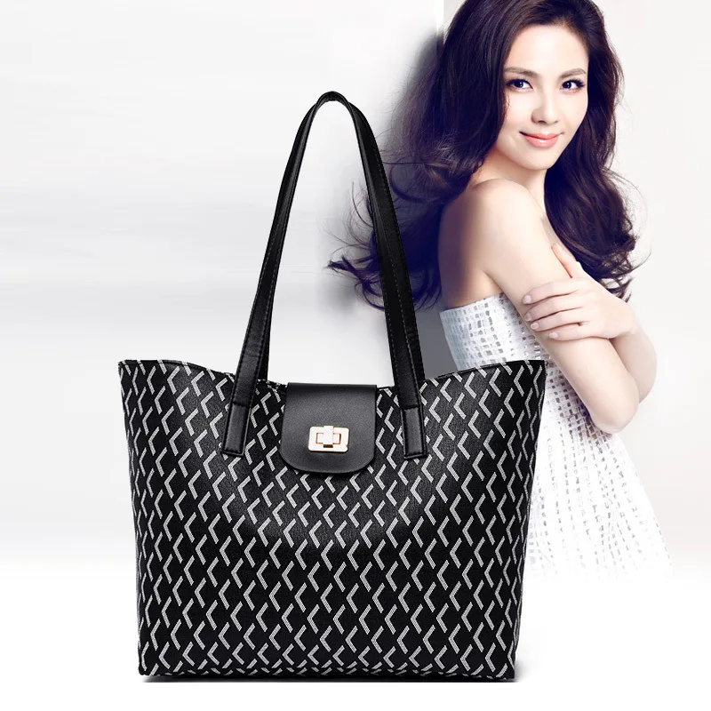 

Korean-style Women's Printed Handbag Shoulder Large Bag Students Large Capacity Shopping Bag Commuter Bag Tote Bag Travel Bag