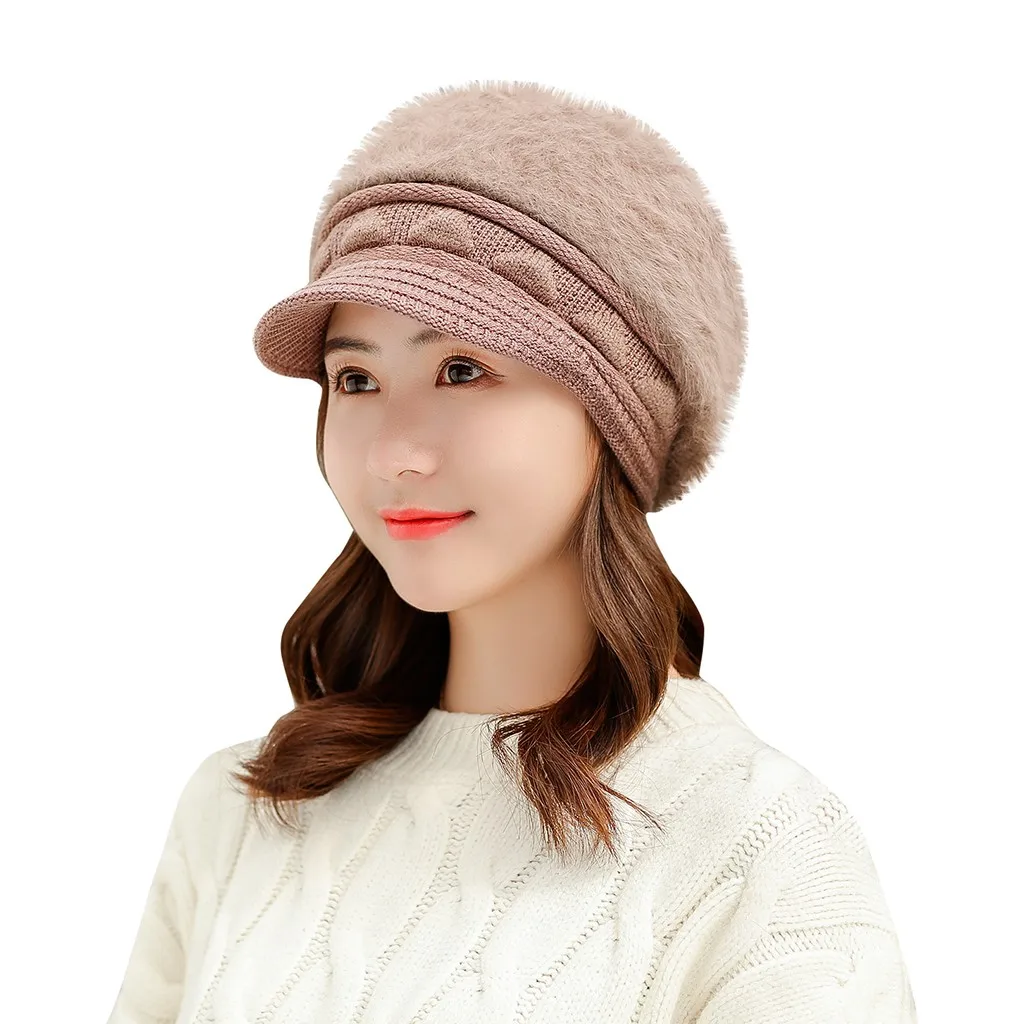 Женские шапки, зимние вязаные Повседневные шапки в стиле хип-хоп для девочек, вязаные теплые шапки, модные мягкие женские шапки-береты, Шапка-бини@ C23
