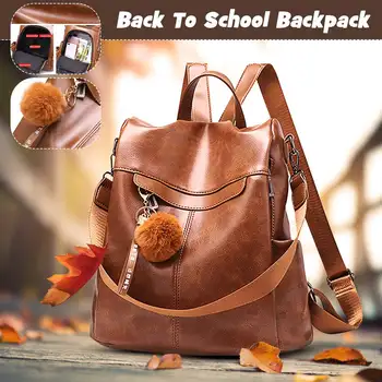 

Retro Large Backpack Women PU Leather Rucksack Women's Knapsack Travel Backpacks Shoulder School Bags Mochila Back Pack