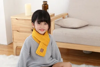 

Striped winter scarf kids pompom baby scarf warm neck warmer scarves for children Red