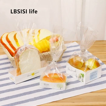 

LBSISI Life 20Sets Bread West A Body Plastic Paper Packing Bags Boxes Cookie Clear Party Chocolate Wedding Paper Self Stand Bags