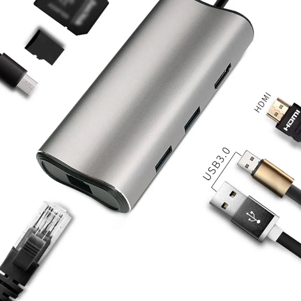 Тип C к Hdmi 4 K/Usb3.0/Sd карта/Tf карта/Dp Usb Адаптер C конвертер для ноутбука для Macbook Белый