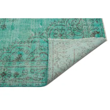 

Handmade Turquoise Vintage Overdyed Turkish Area Rug 181x308 Cm-5'11''X10'1''