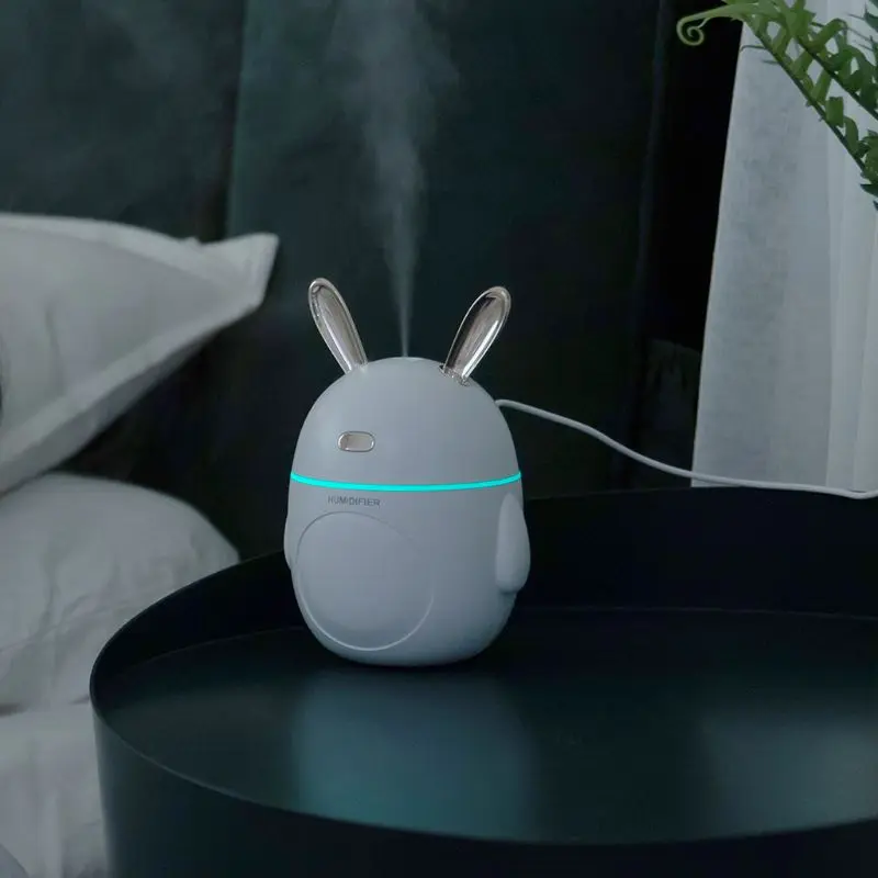 LED Light Rabbit Bunny Air Humidifier Aroma Essential Oil Diffuser USB Fogger Mist Maker Home Car Hotel Decor 320mL New 2019