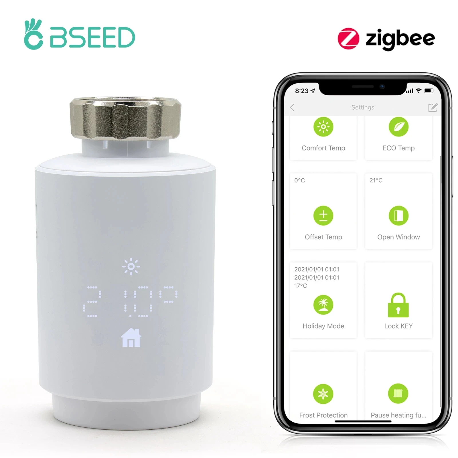 Bseed Zigbee Smart Thermostatic Radiator Valve Programmable Temperature