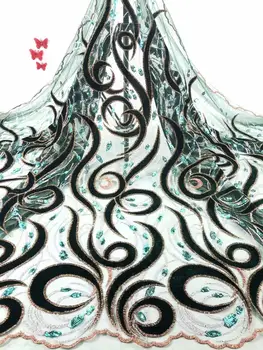 

velvet Sequins Lace Fabric 2020 Latest African Lace Fabric High Quality Nigerian French tulle lace fabric for bridal