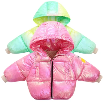 

0-7 years old baby girl winter jacket children down jacket boy cotton-padded clothing candy color bread thick warm hooded jacket