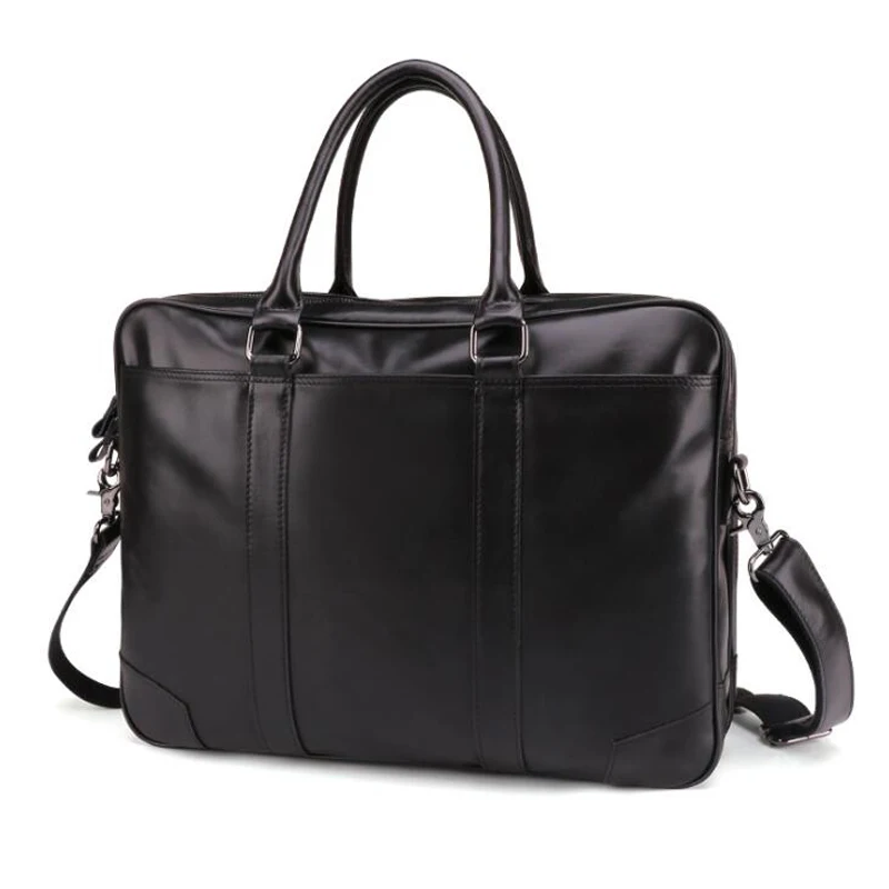 Мужской портфель из натуральной кожи, Повседневная Мягкая деловая сумка для компьютера, модные сумки-мессенджеры, мужские сумки через плечо с длинным ремешком