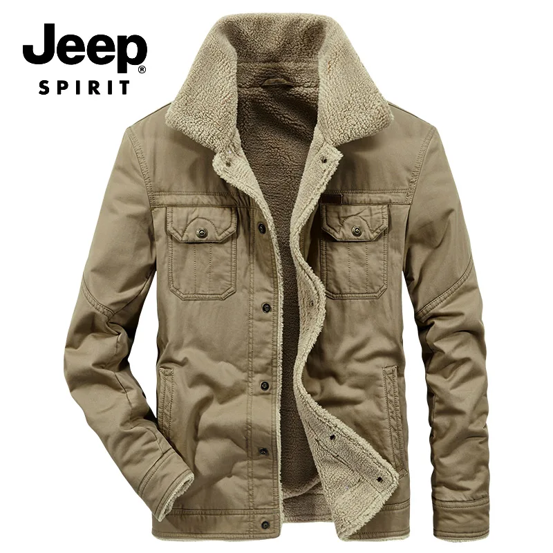 JEEP SPIRIT/Высококачественная зимняя куртка для мужчин, Толстая теплая шерстяная ветровка с подкладкой, зимнее пальто для мужчин, плюс размер, M-4XL, Брендовая верхняя одежда для мужчин