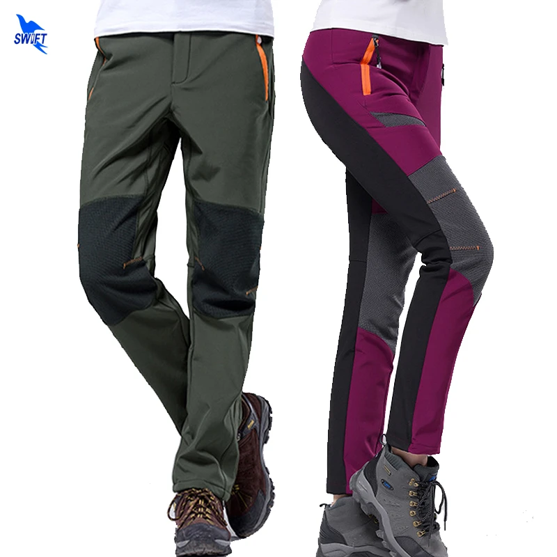 Для мужчин и женщин пары зимние теплые флисовые софтшелл брюки водонепроницаемый ветрозащитный рыбалка кемпинг лыжный брюки открытый походная одежда