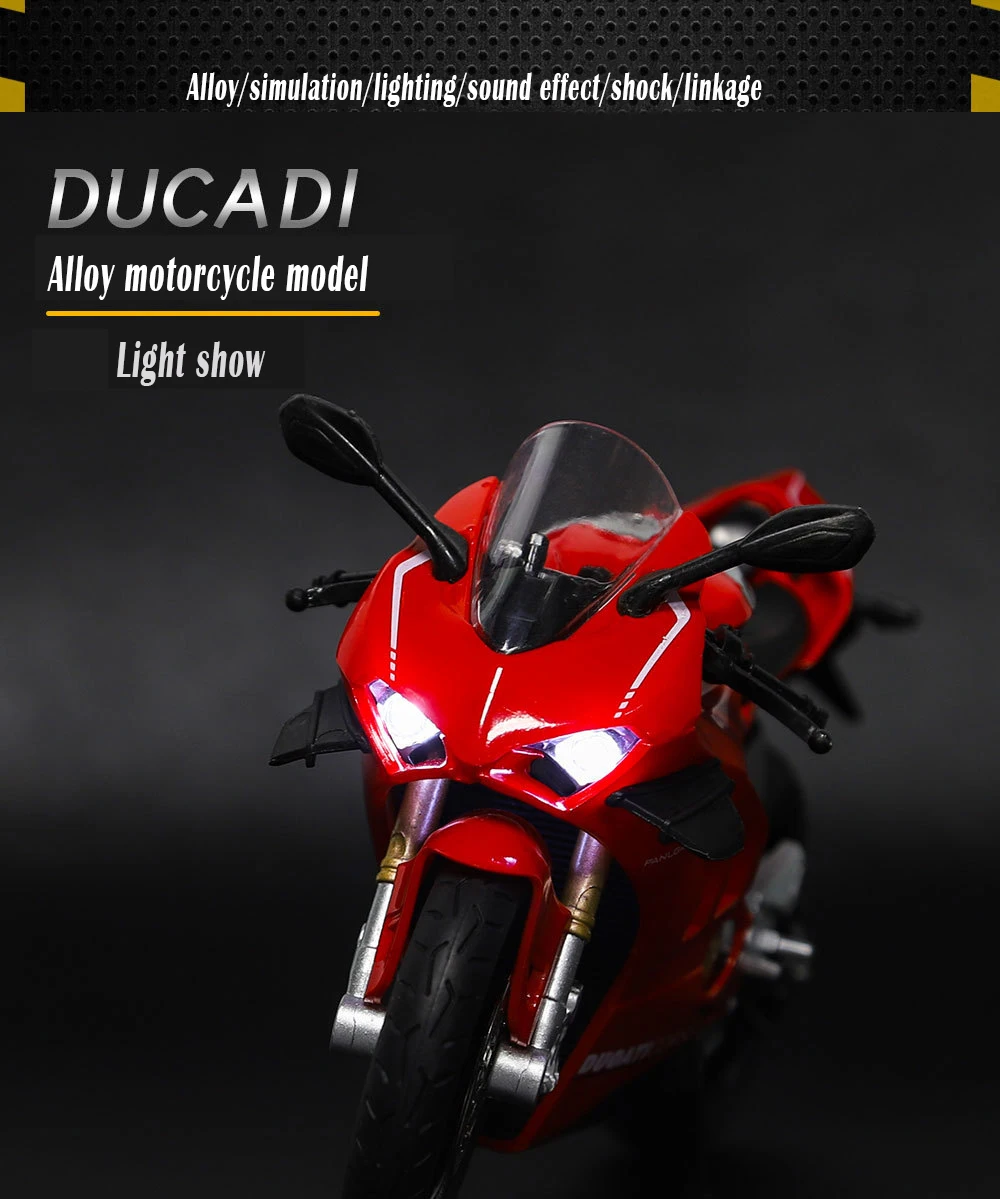 Ducati V4S Motorcycle Model Iocomotive Toy With Light Simulation Children'S Diecast Toy Car Christmas Gift Car Decoration