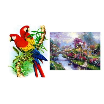 

NEW-Parrot Full Round Stones Animal Diamond Painting & Sewing Cross Stitch Wall Stickers for Living Room Decoration,Manor