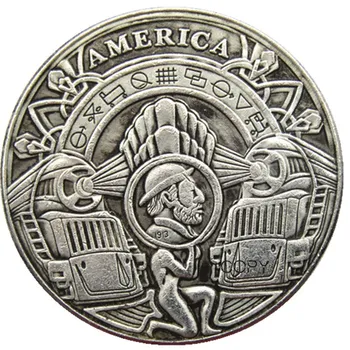 

HB(121)Hobo USA Morgan Dollar skull zombie skeleton Silver Plated Copy Coins