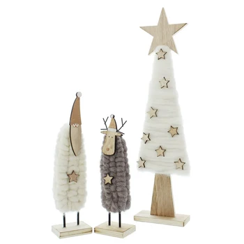 

Christmas Wood Figurine Festivals Xmas Tree Table Figurines Ornament Retro Garden Sculpture Fences Lawn Yard Home Decoration