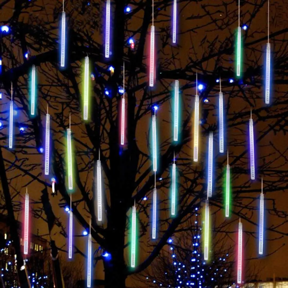 Colorful Год 30/50 см открытый светодиодный Метеоритный Дождь 8 Трубы светодиодный гирлянды Водонепроницаемый на Рождество Свадебная вечеринка украшения - Испускаемый цвет: Colorful