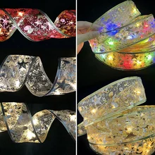 1PC 5M LED Ribbon Lights Fairy Lights Up Bow Topper Lights Hanging Strings Ornaments Decor DIY Craft Garden Tree Party Supplies