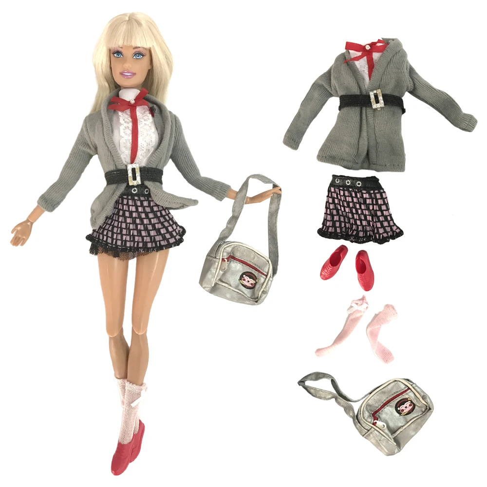 Nk Bir Set Bebek Elbisesi Moda Okul Uniformasi Modern Kiyafet Rahat Etek Ayakkabi Cantasi Barbie Bebek Aksesuarlari Hediye Bebek Oyuncaklari Dolls Accessories Aliexpress