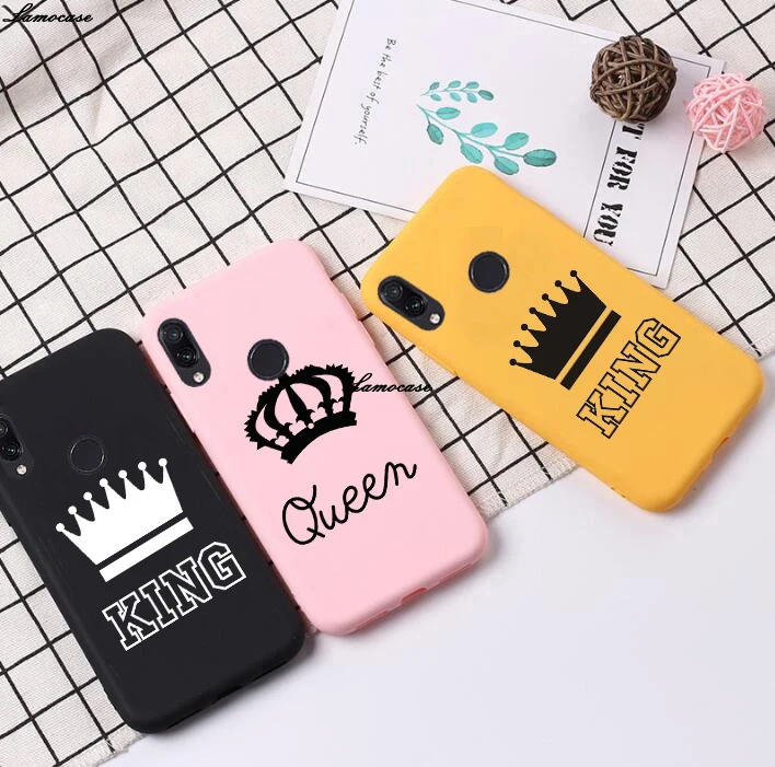 Чехол с принтом "король и королева" для Xiaomi Redmi Примечание 8 4 4X5 5A 6 7 Pro 3S 4A 4х6 стеклянная рамка для 6A S2 плюс 7A Go Mi9 8 Lite чехол со смешными мультяшными чехол с изображением животного
