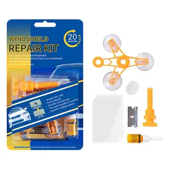 

Windshield Repair Kit for Car Cracked Glass DIY Auto Window Screen Polishing Set Glass Repair Tool for Long & Dotted Crack