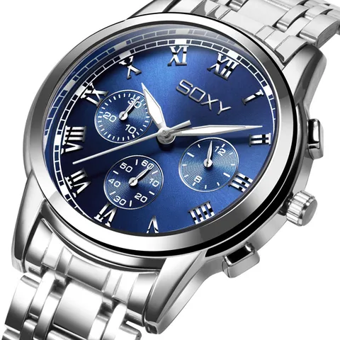 New Luxury Watch Men Business Quartz Watch Full Steel Silver Wristwatch Reloj Hombre Male Clock fashion masculino relogio