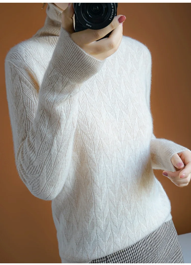Smpevrg, Зимний вязаный свитер с высоким воротом, Женский пуловер с длинным рукавом, Женский пуловер, женский свитер, мягкий джемпер, топы