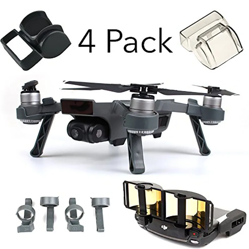 DJI Spark Accessories Kit, Lens Cap Hood Sun Shade Camera Cover Protector Landing Gear Antenna Range Booster(4 Pack