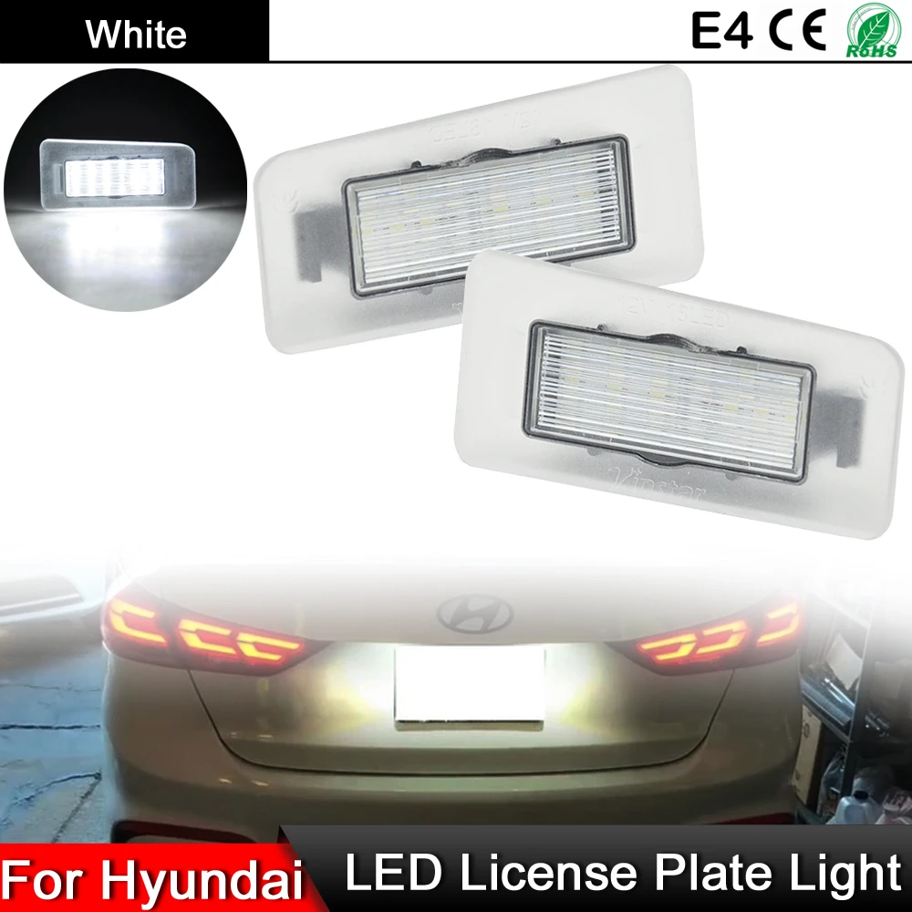1 пара для Hyundai Elantra 2011-2018 Accent 2018-2019 Kia Forte 2011-2019 Белый светодиодный номерной знак