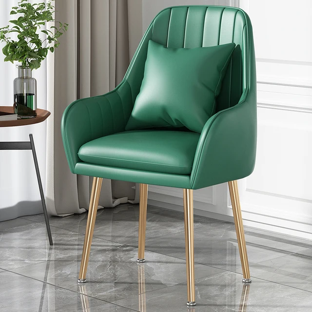 PU Leather Dinning Chair Nordic Style Furniture Black Golden Foot Makeup Armchairs For Bedroom Decoration Chairs Kitchen Chair As Picture