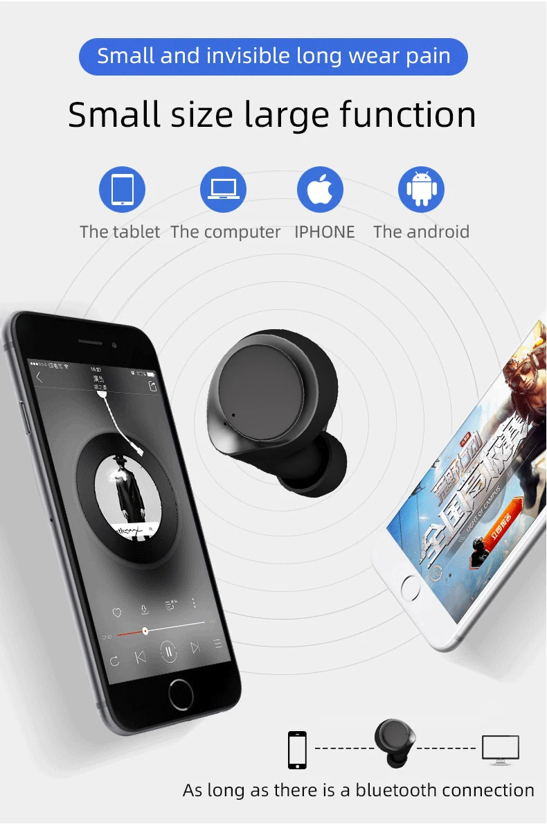 Оригинальная музыкальная bluetooth-гарнитура D16 с двумя ушами