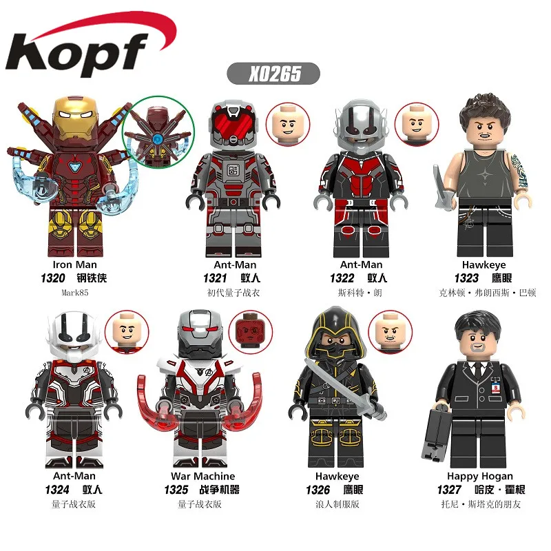 

Building Block Plastic Super Heroes Movie 4 Ant-Man Iron Man Hawkeye War Machine Happy Hogan Figures For Children Toy X0265