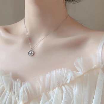 

S925 Sterling Silver Clover Pendant Necklace Rose Gold Valentine Women Statement Fashion Dainty Kpop Jewelry Valentines Day Gift